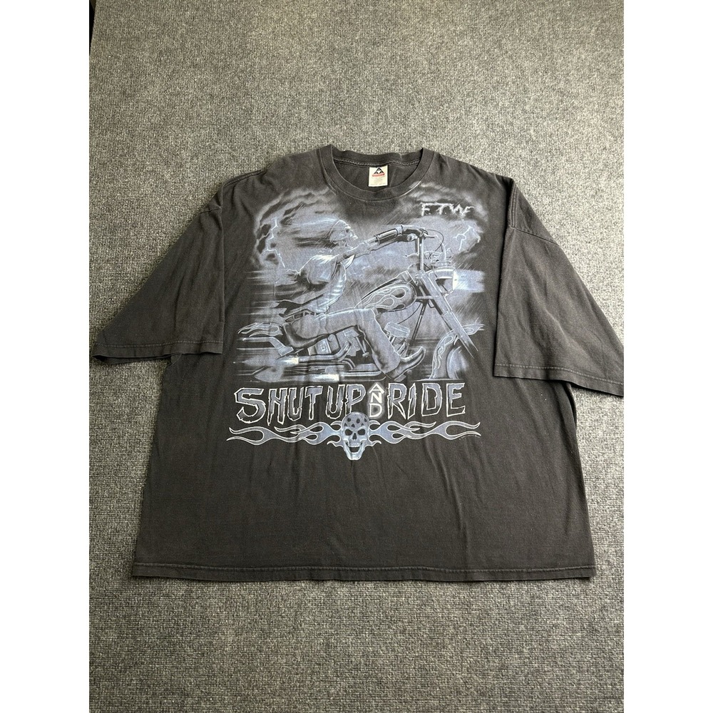 Men's 2001 Shut Up and Ride Motorcycle Biker Graphic T-Shirt, Size 5XL